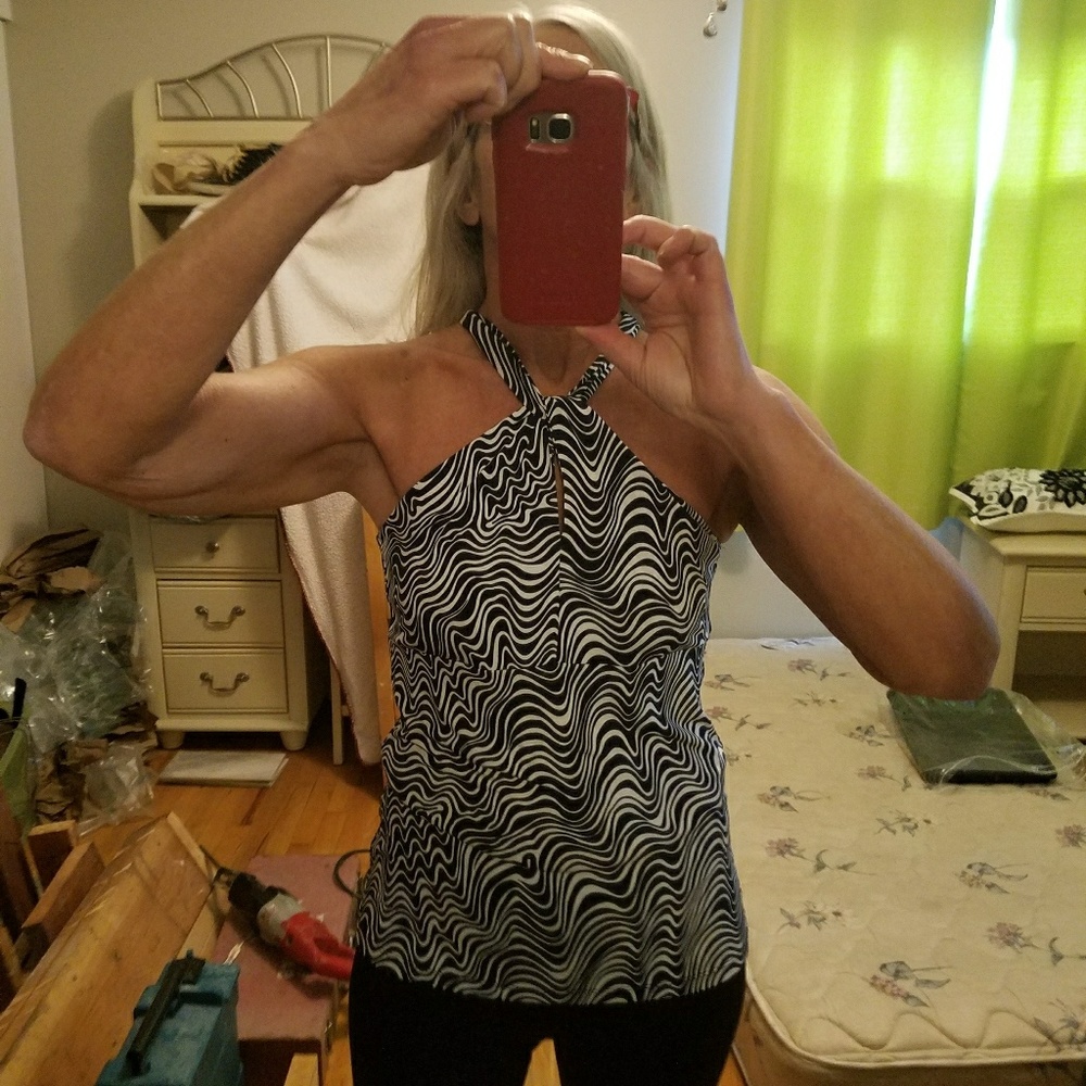 Navy & white halter top